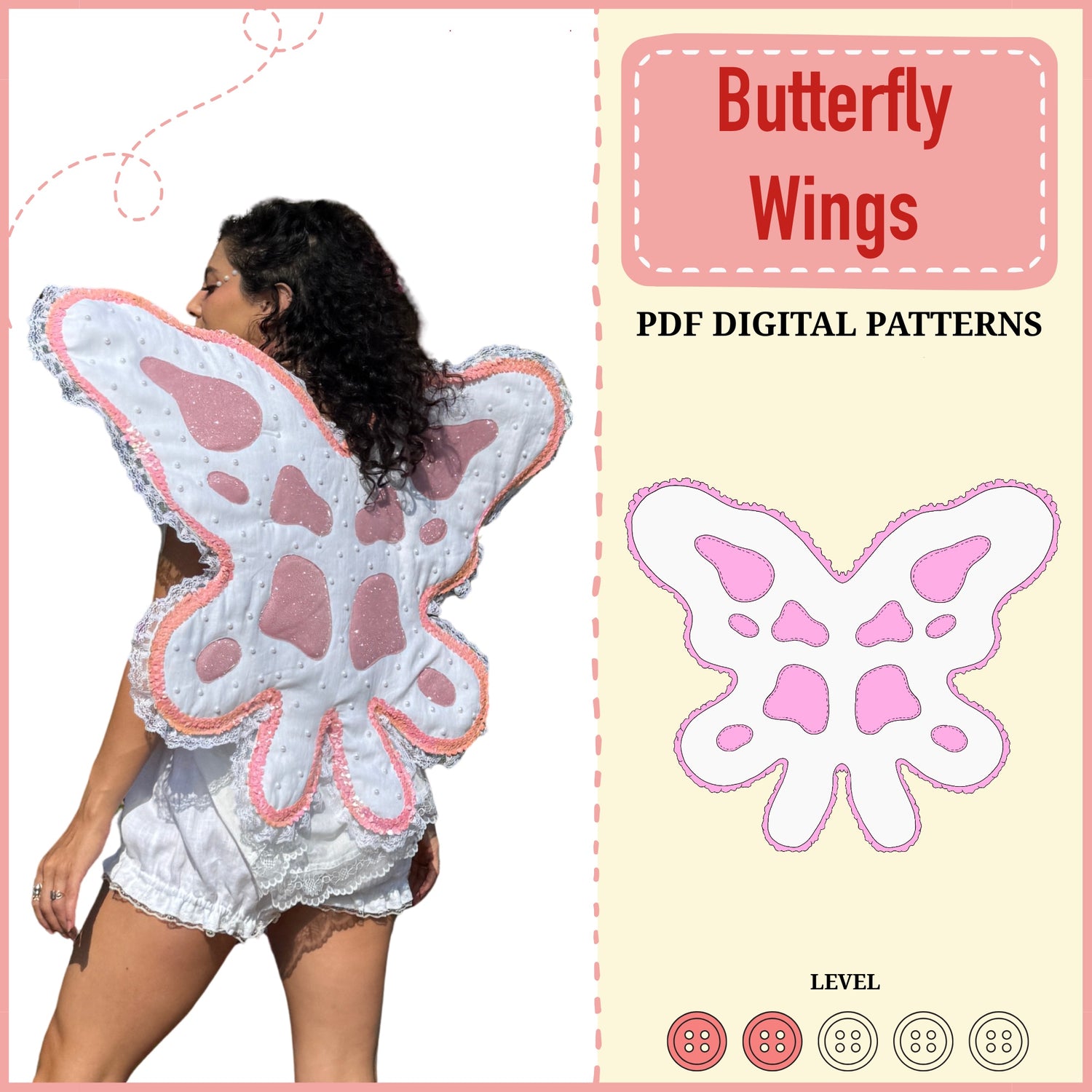 Butterfly Wings Pattern PDF | Small + Big Size| Halloween Costume | Sewing Pattern | A4 and Full Size