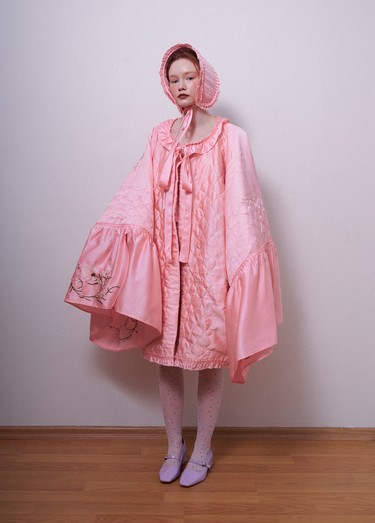 Butterfly Fly Away Coat- Satin Mat Pink