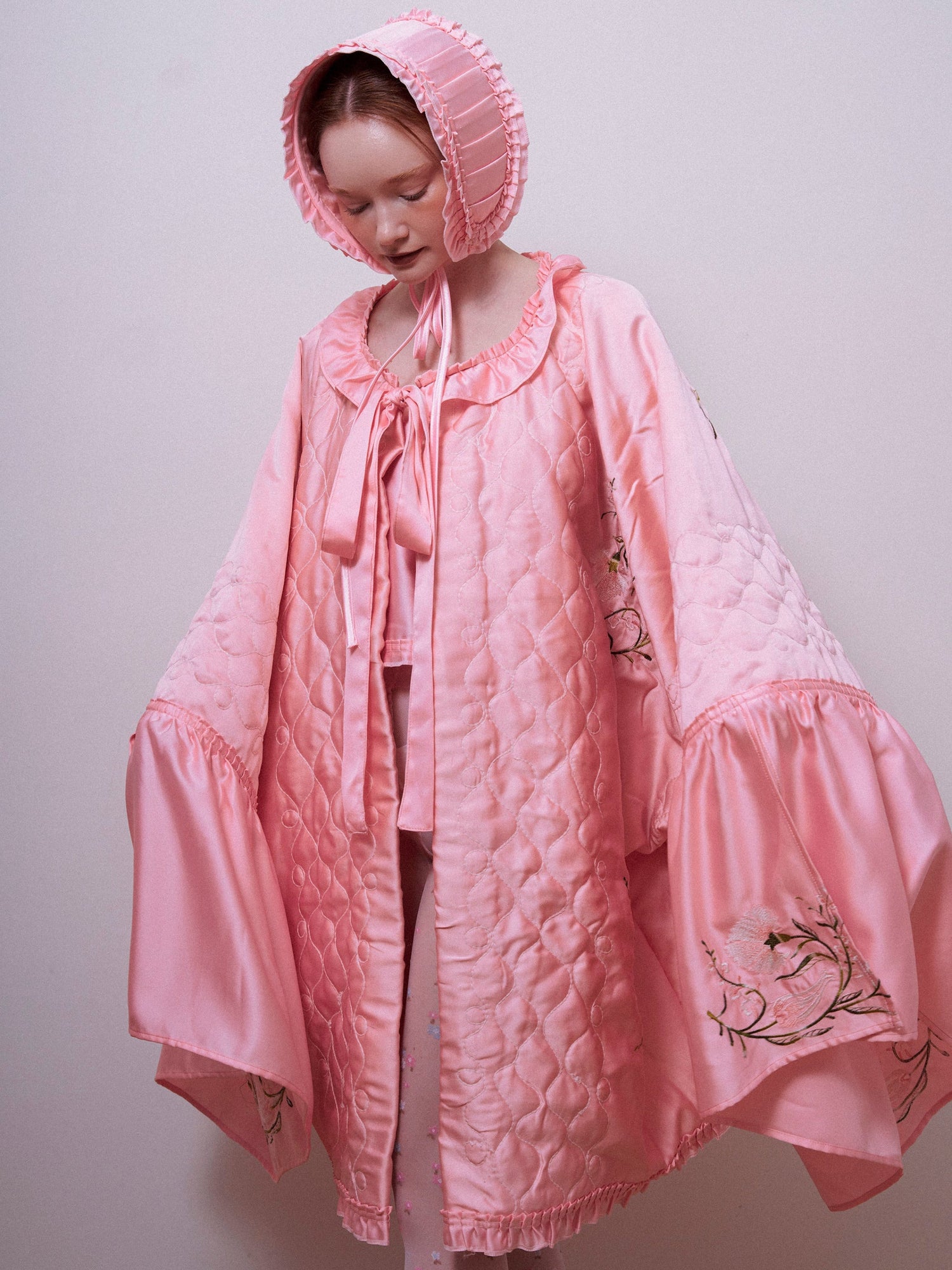 Butterfly Fly Away Coat- Satin Mat Pink