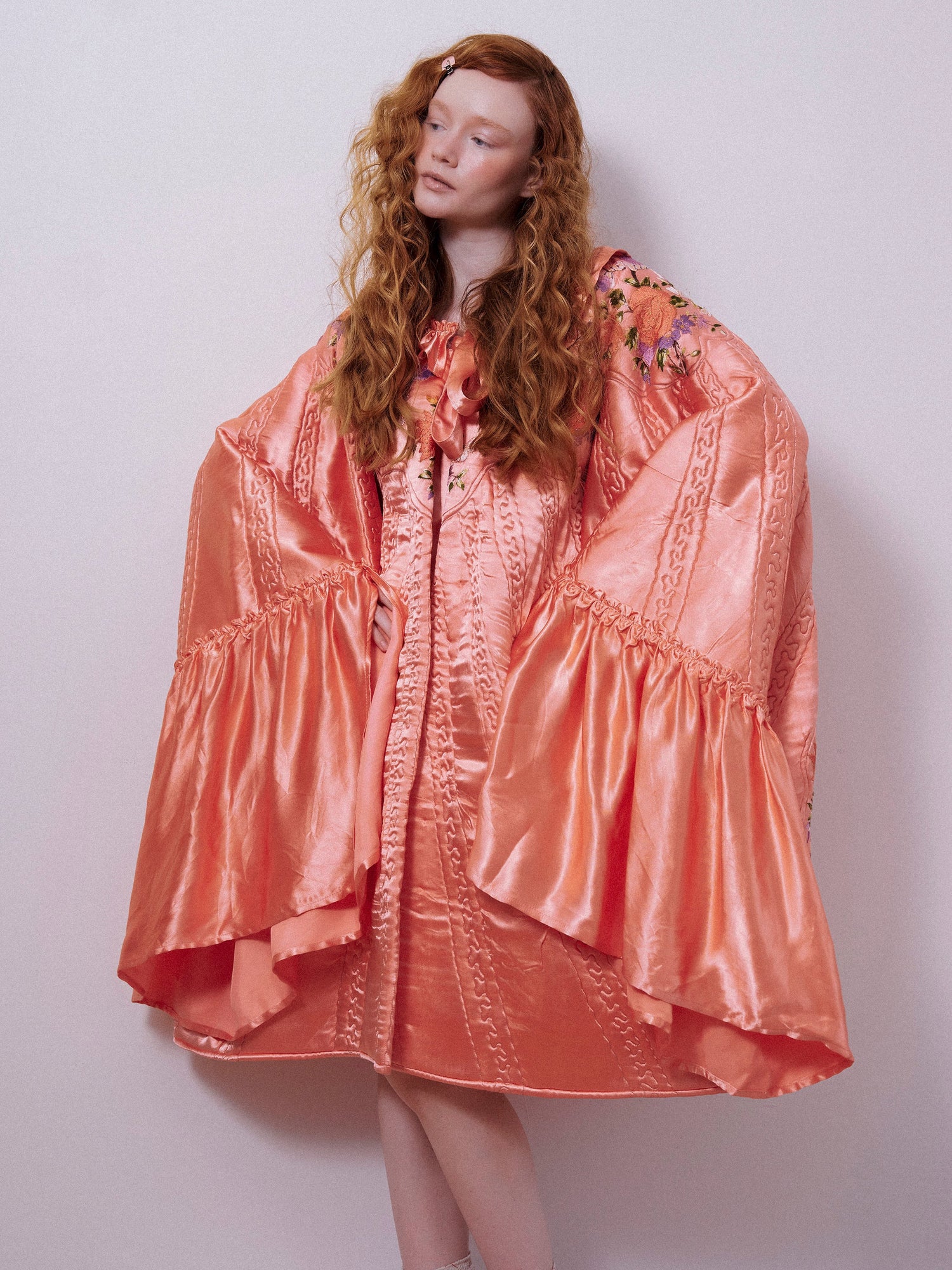 Butterfly Fly Away Coat- Silk Salmon