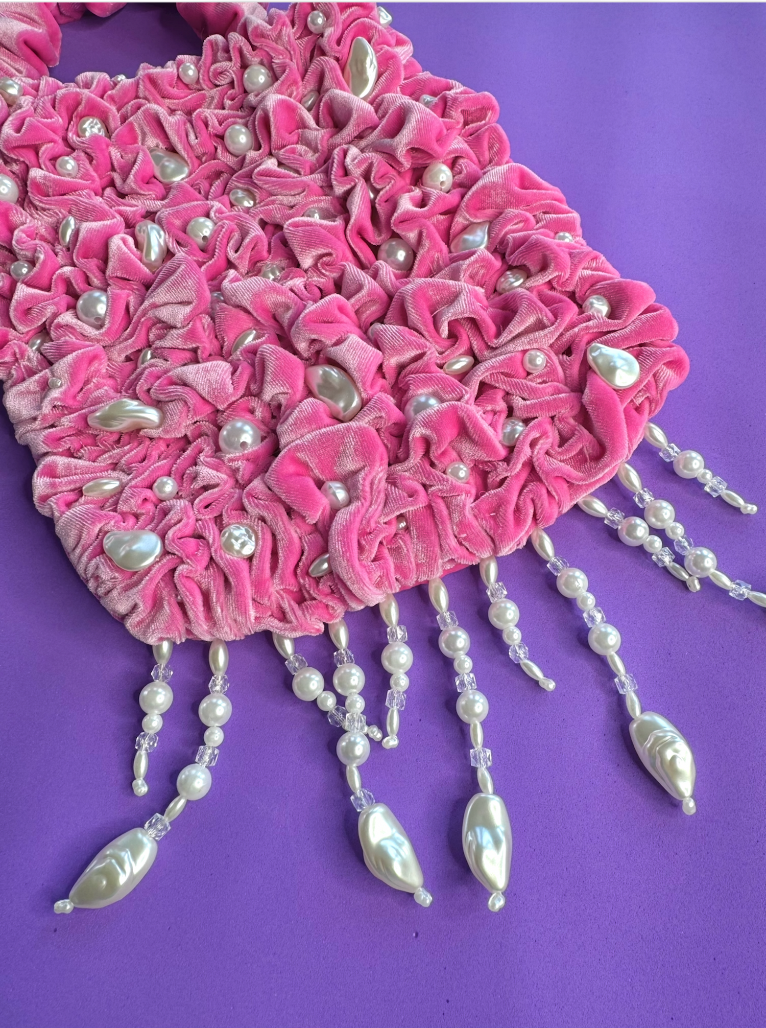Glimmer Velvet Purse- Pink
