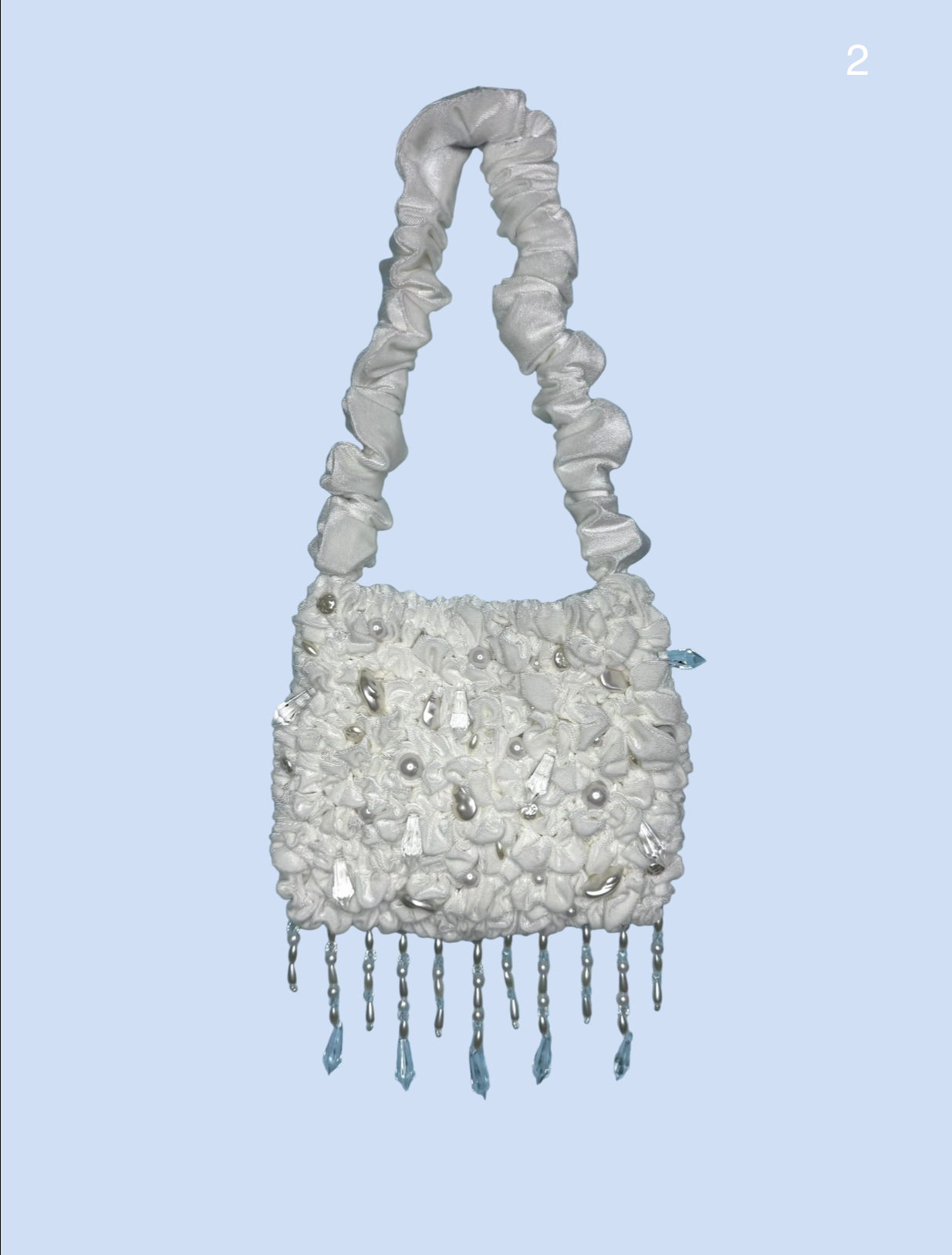 Glimmer Velvet Bag- White