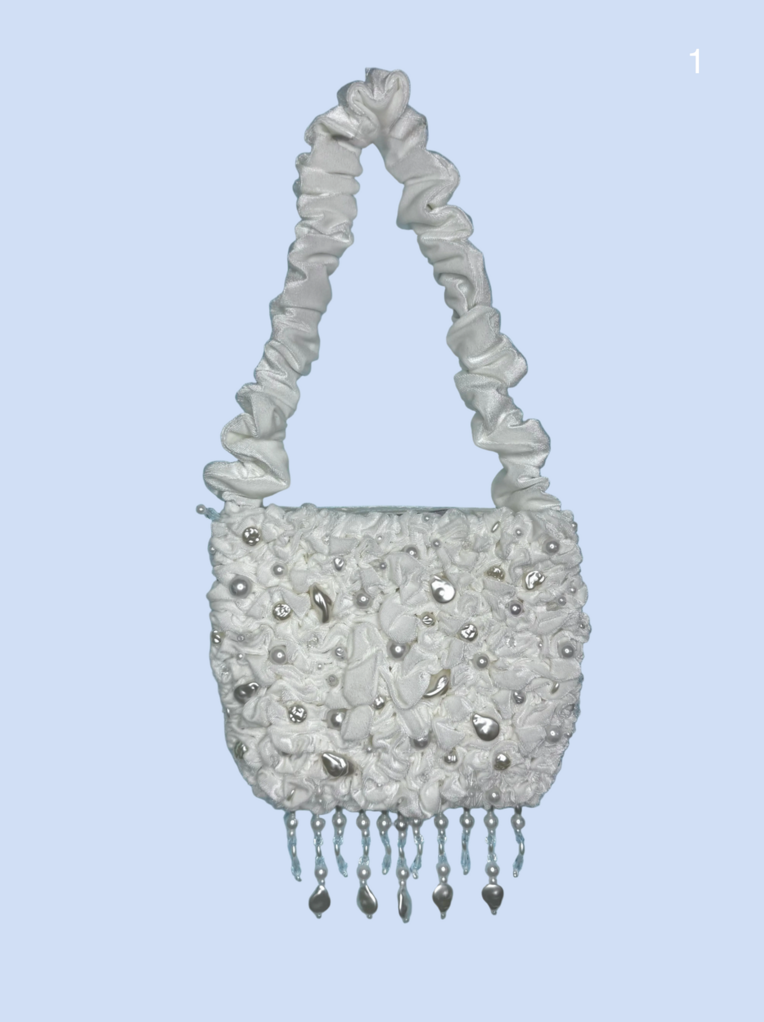 Glimmer Velvet Bag- White