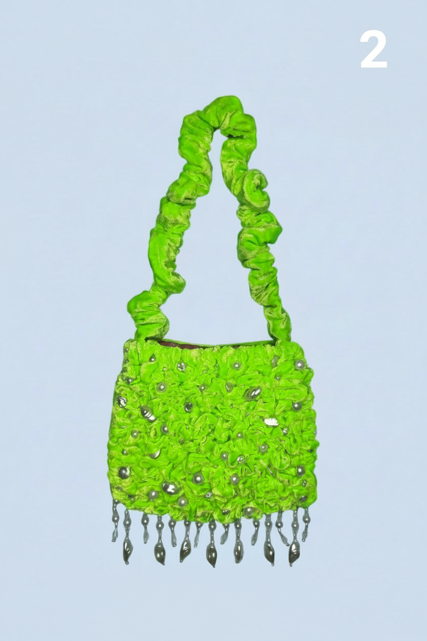 Glimmer Velvet Bag- Green