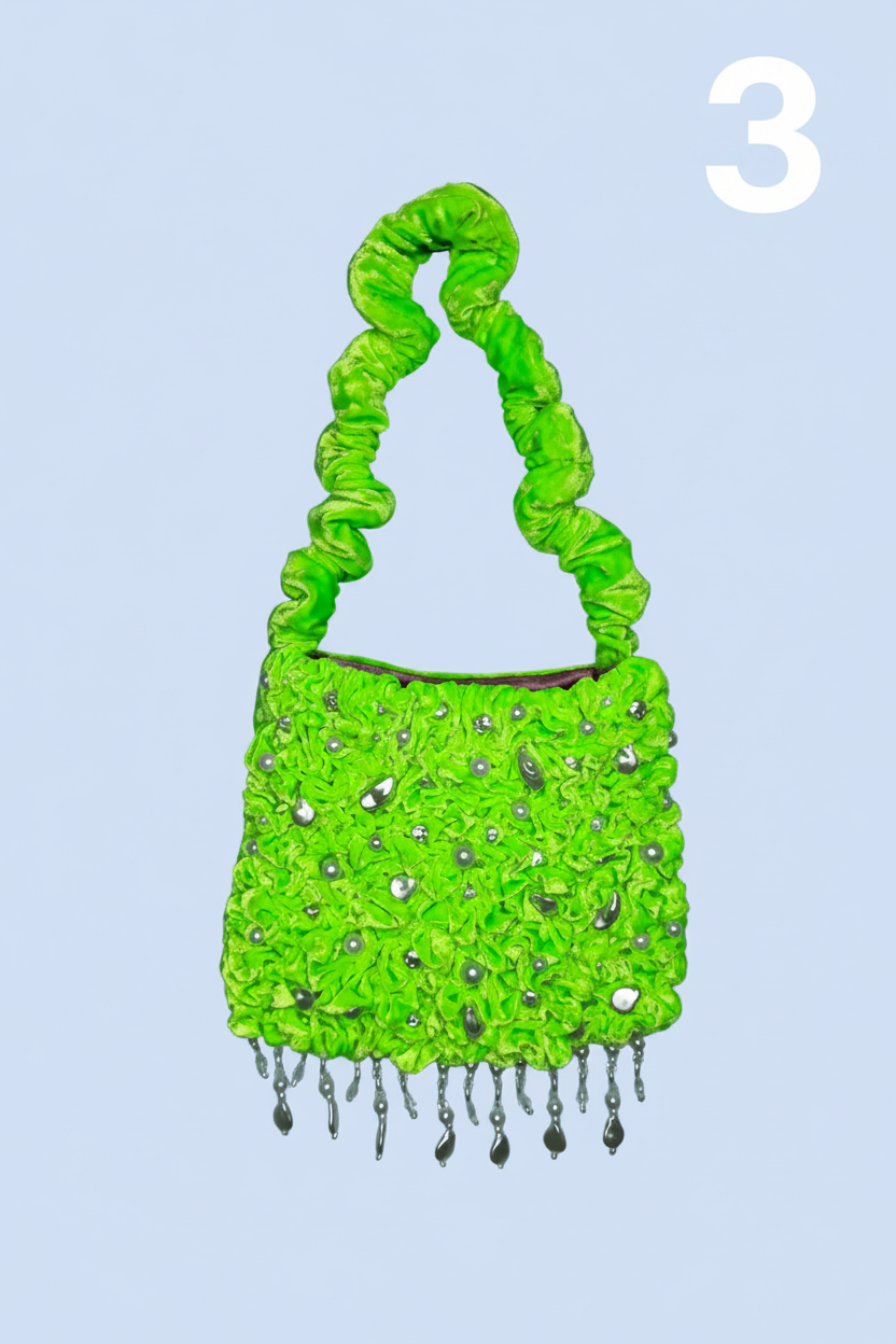 Glimmer Velvet Bag- Green