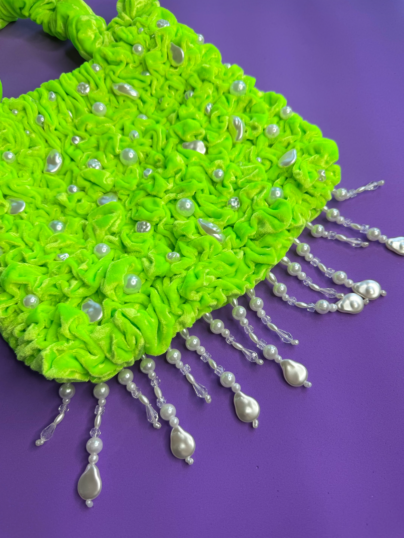 Glimmer Velvet Bag- Green