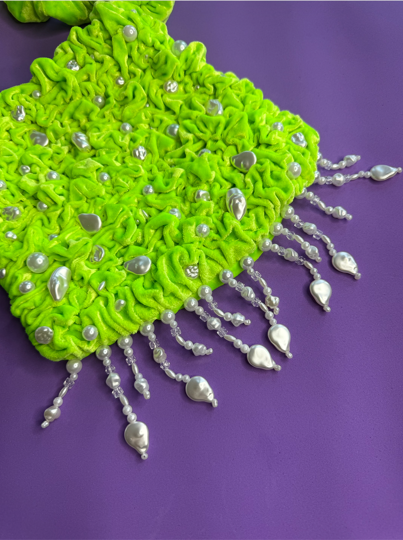 Glimmer Velvet Bag- Green