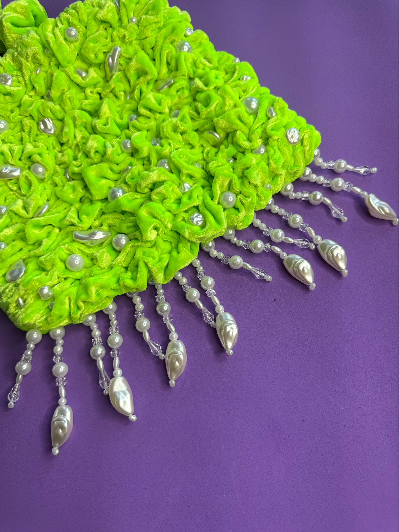 Glimmer Velvet Bag- Green
