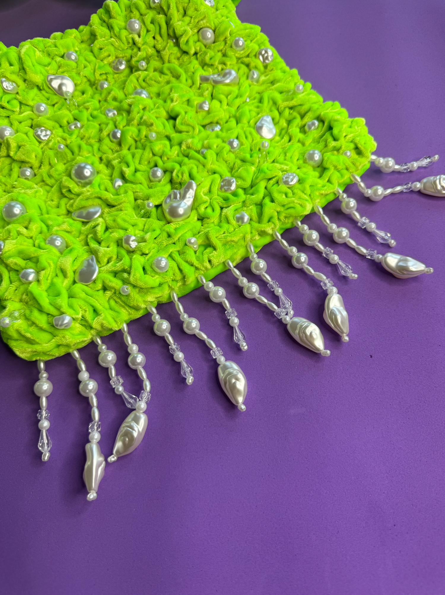 Glimmer Velvet Bag- Green